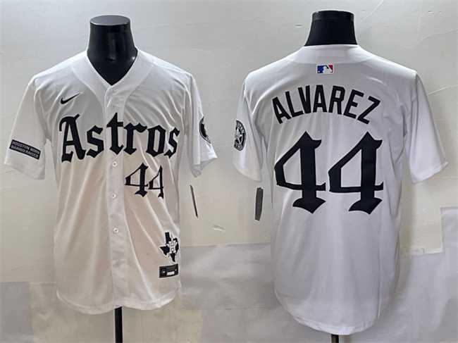 Men's Houston Astros #44 Yordan Alvarez White Gothic 'Houston Born Barrio Raised' Limited Stitched Baseball Jersey,We sell and wholesale Men's Houston Astros #44 Yordan Alvarez White Gothic 'Houston Born Barrio Raised' Limited Stitched Baseball Jersey on line form chian!