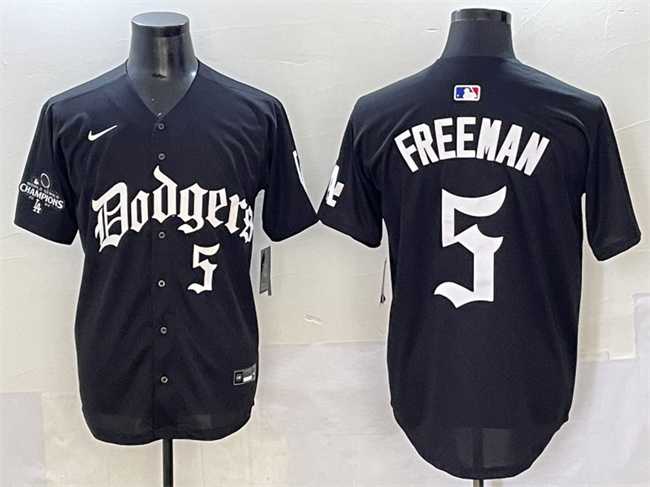 Men's Los Angeles Dodgers #5 Freddie Freeman Black 2025 LA Gothic Style With 2024 World Series Champions Patch Vapor Premier Limited Stitched Baseball Jersey,We sell and wholesale Men's Los Angeles Dodgers #5 Freddie Freeman Black 2025 LA Gothic Style With 2024 World Series Champions Patch Vapor Premier Limited Stitched Baseball Jersey on line form chian!
