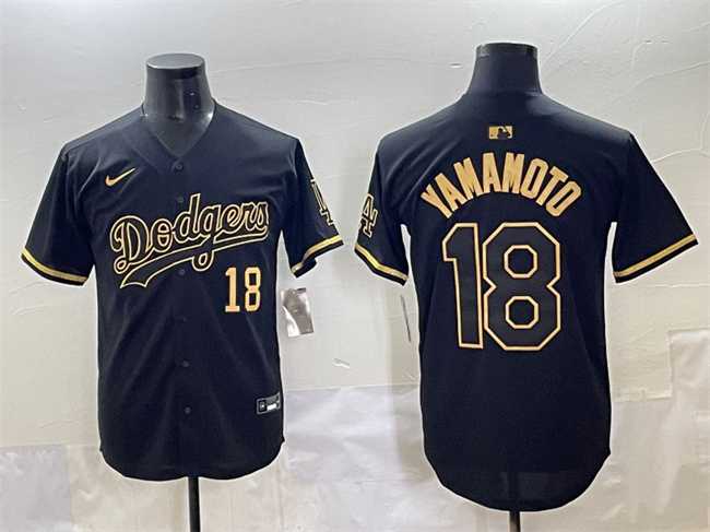 Men's Los Angeles Dodgers #18 Yoshinobu Yamamoto Black Gold Limited Stitched Jersey,We sell and wholesale Men's Los Angeles Dodgers #18 Yoshinobu Yamamoto Black Gold Limited Stitched Jersey on line form chian!