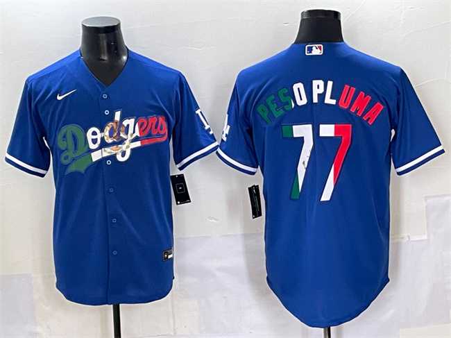 Men's Los Angeles Dodgers #77 Peso Pluma Blue Mexico Stitched Jersey Dzhi,We sell and wholesale Men's Los Angeles Dodgers #77 Peso Pluma Blue Mexico Stitched Jersey Dzhi on line form chian!