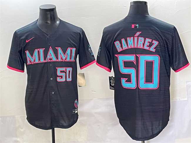 Men's Miami Marlins #50 Agustin Ramirez Black 2025 City Connect Limited Stitched Baseball Jersey,We sell and wholesale Men's Miami Marlins #50 Agustin Ramirez Black 2025 City Connect Limited Stitched Baseball Jersey on line form chian!