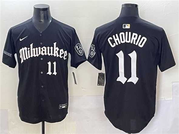 Men's Milwaukee Brewers #11 Jackson Chourio Black 'Gothic 414 Shadows Edition' Vapor Premier Limited Stitched Jersey,We sell and wholesale Men's Milwaukee Brewers #11 Jackson Chourio Black 'Gothic 414 Shadows Edition' Vapor Premier Limited Stitched Jersey on line form chian!