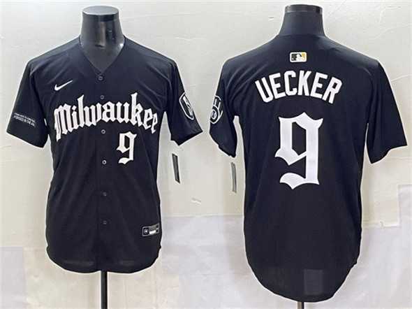 Men's Milwaukee Brewers #9 Bob Uecker Black 'Gothic 414 Shadows Edition' Vapor Premier Limited Stitched Jersey,We sell and wholesale Men's Milwaukee Brewers #9 Bob Uecker Black 'Gothic 414 Shadows Edition' Vapor Premier Limited Stitched Jersey on line form chian!