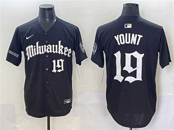 Men's Milwaukee Brewers #19 Robin Yount Black 'Gothic 414 Shadows Edition' Vapor Premier Limited Stitched Jersey,We sell and wholesale Men's Milwaukee Brewers #19 Robin Yount Black 'Gothic 414 Shadows Edition' Vapor Premier Limited Stitched Jersey on line form chian!
