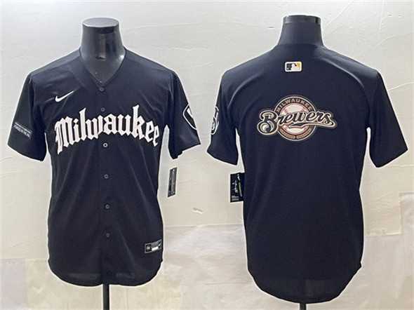 Men's Milwaukee Brewers Team Big Logo Black 'Gothic 414 Shadows Edition' Vapor Premier Limited Stitched Jersey,We sell and wholesale Men's Milwaukee Brewers Team Big Logo Black 'Gothic 414 Shadows Edition' Vapor Premier Limited Stitched Jersey on line form chian!