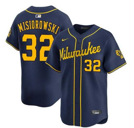 Men's Milwaukee Brewers #32 Jacob Misiorowski Navy Alternate Limited Stitched Baseball Jersey Dzhi,We sell and wholesale Men's Milwaukee Brewers #32 Jacob Misiorowski Navy Alternate Limited Stitched Baseball Jersey Dzhi on line form chian!