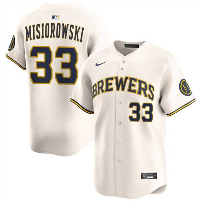 Men's Milwaukee Brewers #33 Jacob Misiorowski Cream 2025 Limited Stitched Baseball Jersey Dzhi,We sell and wholesale Men's Milwaukee Brewers #33 Jacob Misiorowski Cream 2025 Limited Stitched Baseball Jersey Dzhi on line form chian!
