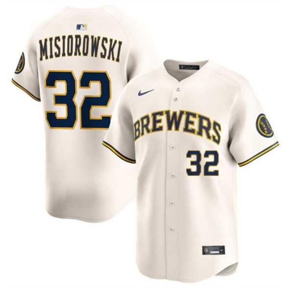 Men's Milwaukee Brewers #32 Jacob Misiorowski Cream 2025 Limited Stitched Baseball Jersey Dzhi,We sell and wholesale Men's Milwaukee Brewers #32 Jacob Misiorowski Cream 2025 Limited Stitched Baseball Jersey Dzhi on line form chian!