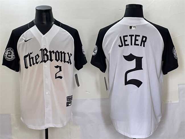 Men's New York Yankees #2 Derek Jeter White Black 'Gothic Legacy Edition' Vapor Premier Limited Stitched Baseball Jersey,We sell and wholesale Men's New York Yankees #2 Derek Jeter White Black 'Gothic Legacy Edition' Vapor Premier Limited Stitched Baseball Jersey on line form chian!