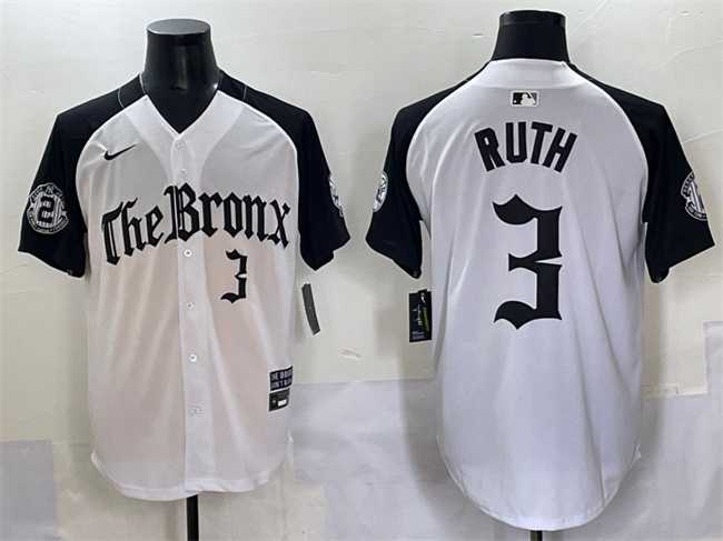 Men's New York Yankees #3 Babe Ruth White Black 'Gothic Legacy Edition' Vapor Premier Limited Stitched Baseball Jersey,We sell and wholesale Men's New York Yankees #3 Babe Ruth White Black 'Gothic Legacy Edition' Vapor Premier Limited Stitched Baseball Jersey on line form chian!