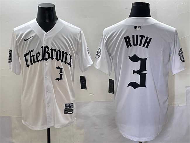 Men's New York Yankees #3 Babe Ruth White 'Gothic Legacy Edition' Vapor Premier Limited Stitched Baseball Jersey,We sell and wholesale Men's New York Yankees #3 Babe Ruth White 'Gothic Legacy Edition' Vapor Premier Limited Stitched Baseball Jersey on line form chian!