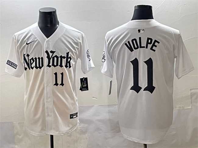 Men's New York Yankees #11 Anthony Volpe White 'Gothic Legacy Edition' Vapor Premier Limited Stitched Baseball Jersey,We sell and wholesale Men's New York Yankees #11 Anthony Volpe White 'Gothic Legacy Edition' Vapor Premier Limited Stitched Baseball Jersey on line form chian!