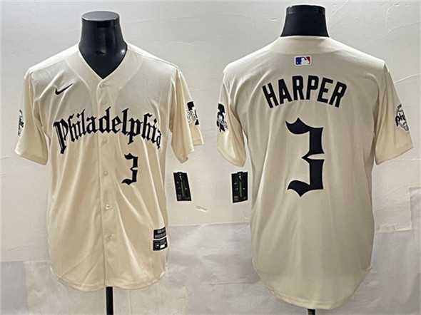 Men's Philadelphia Phillies #3 Bryce Harper Cream Gothic Vapor Limited Stitched Jersey,We sell and wholesale Men's Philadelphia Phillies #3 Bryce Harper Cream Gothic Vapor Limited Stitched Jersey on line form chian!