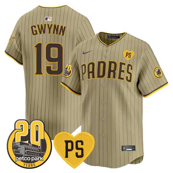 Men's San Diego Padres #19 Tony Gwynn Tan 'For Peter' And Petco Park 20th Patch Limited Stitched Baseball Jersey Dzhi,We sell and wholesale Men's San Diego Padres #19 Tony Gwynn Tan 'For Peter' And Petco Park 20th Patch Limited Stitched Baseball Jersey Dzhi on line form chian!