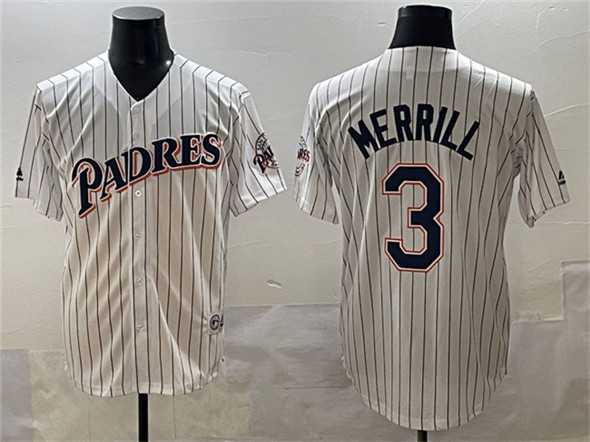 Men's San Diego Padres #3 Jackson Merrill White Throwback With Patch Cool Base Stitched Baseball Jersey,We sell and wholesale Men's San Diego Padres #3 Jackson Merrill White Throwback With Patch Cool Base Stitched Baseball Jersey on line form chian!