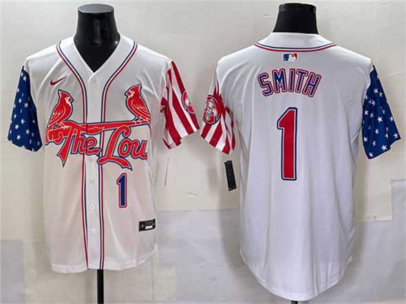 Men's St. Louis Cardinals #1 Ozzie Smith White Independence Day Vapor Premier Limited Stitched Baseball Jersey,We sell and wholesale Men's St. Louis Cardinals #1 Ozzie Smith White Independence Day Vapor Premier Limited Stitched Baseball Jersey on line form chian!