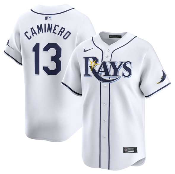Men's Tampa Bay Rays #13 Junior Caminero White 2024 Home Limited Stitched Baseball Jersey Dzhi,We sell and wholesale Men's Tampa Bay Rays #13 Junior Caminero White 2024 Home Limited Stitched Baseball Jersey Dzhi on line form chian!