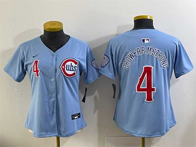 Women's Chicago Cubs #4 Pete Crow-Armstrong Blue 2024 25 2nd Alternatemited Stitched Baseball Jersey(Run Small),We sell and wholesale Women's Chicago Cubs #4 Pete Crow-Armstrong Blue 2024 25 2nd Alternatemited Stitched Baseball Jersey(Run Small) on line form chian!