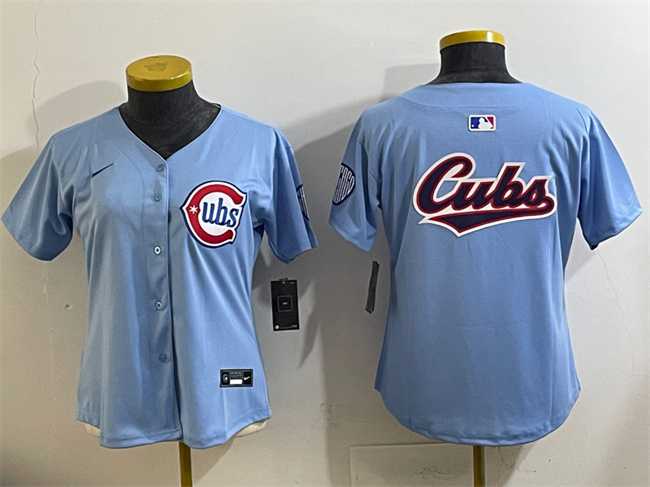 Women's Chicago Cubs Team Big Logo Blue 2024 25 2nd Alternatemited Stitched Baseball Jersey(Run Small),We sell and wholesale Women's Chicago Cubs Team Big Logo Blue 2024 25 2nd Alternatemited Stitched Baseball Jersey(Run Small) on line form chian!