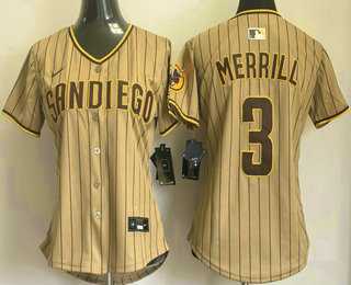 Women's San Diego Padres #3 Jackson Merrill Khaki Pinstripe Limited Stitched Jersey,We sell and wholesale Women's San Diego Padres #3 Jackson Merrill Khaki Pinstripe Limited Stitched Jersey on line form chian!