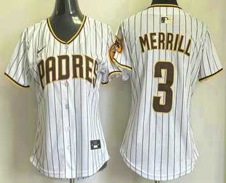 Women's San Diego Padres #3 Jackson Merrill White Pinstripe Limited Stitched Jersey,We sell and wholesale Women's San Diego Padres #3 Jackson Merrill White Pinstripe Limited Stitched Jersey on line form chian!