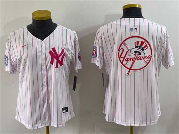 Youth New York Yankees Team Big Logo White Pink Pinstripe Limited Stitched Baseball Jersey,We sell and wholesale Youth New York Yankees Team Big Logo White Pink Pinstripe Limited Stitched Baseball Jersey on line form chian!