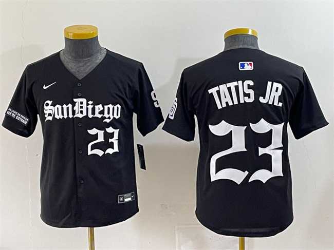 Youth San Diego Padres #23 Fernando Tatis Jr. Black Gothic Edition Vapor Limited Stitched Baseball Jersey,We sell and wholesale Youth San Diego Padres #23 Fernando Tatis Jr. Black Gothic Edition Vapor Limited Stitched Baseball Jersey on line form chian!