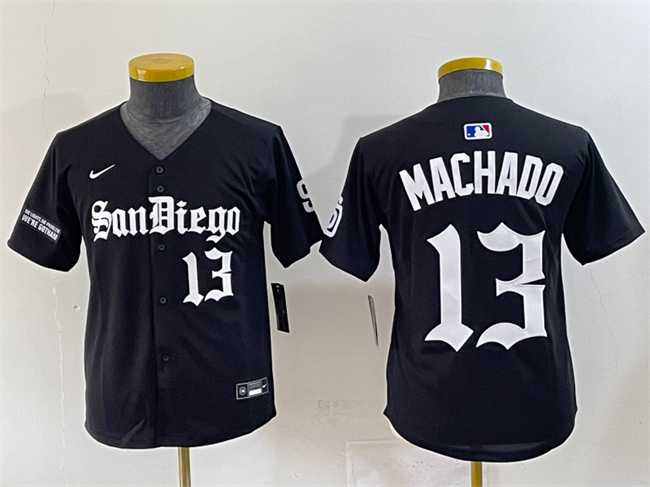 Youth San Diego Padres #13 Manny Machado Black Gothic Edition Vapor Limited Stitched Baseball Jersey,We sell and wholesale Youth San Diego Padres #13 Manny Machado Black Gothic Edition Vapor Limited Stitched Baseball Jersey on line form chian!