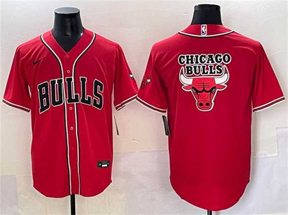 Men's Chicago Bulls Team Big Logo Red Cool Base Stitched Baseball Jersey,We sell and wholesale Men's Chicago Bulls Team Big Logo Red Cool Base Stitched Baseball Jersey on line form chian!