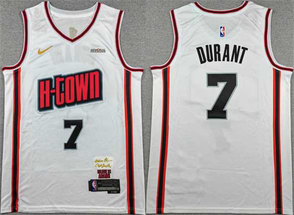 Men's Houston Rockets #7 Kevin Durant White 2024-25 City Edition Stitched Jersey,We sell and wholesale Men's Houston Rockets #7 Kevin Durant White 2024-25 City Edition Stitched Jersey on line form chian!