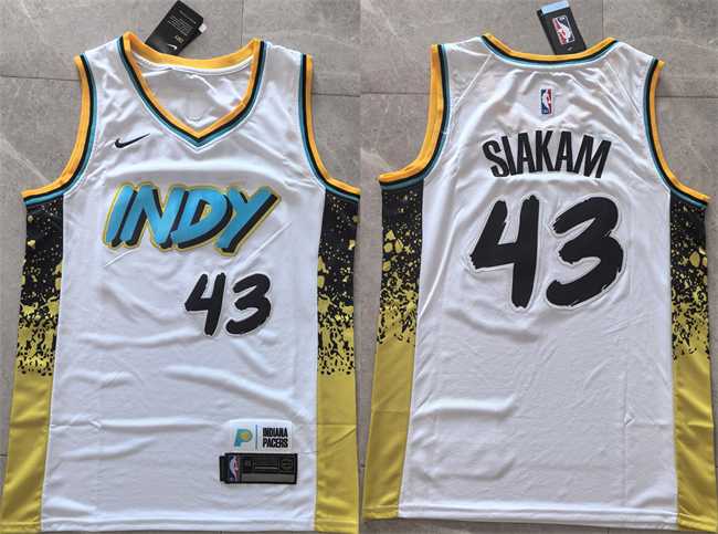 Men's Indiana Pacers #43 Pascal Siakam White 2025 City Edition Stitched Basketball Jersey,We sell and wholesale Men's Indiana Pacers #43 Pascal Siakam White 2025 City Edition Stitched Basketball Jersey on line form chian!