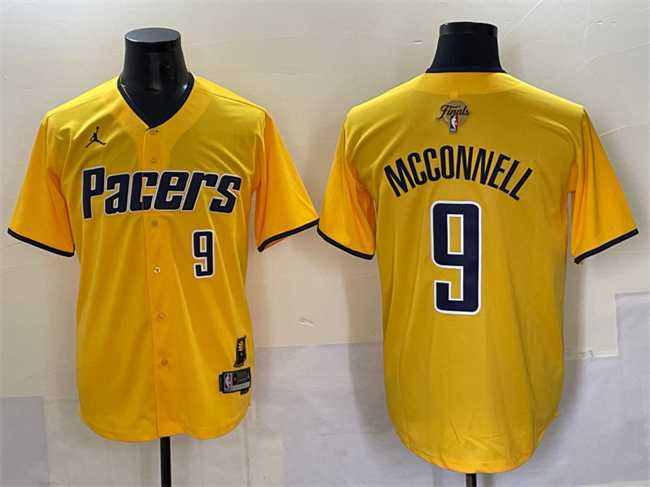 Men's Indiana Pacers #9 T.J. McConnell Yellow 2025 Finals Vapor Stitched Baseball Jersey,We sell and wholesale Men's Indiana Pacers #9 T.J. McConnell Yellow 2025 Finals Vapor Stitched Baseball Jersey on line form chian!