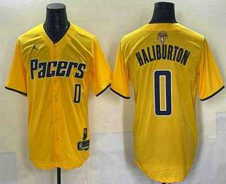 Men's Indiana Pacers #0 Tyrese Haliburton Yellow 2025 Finals Vapor Stitched Baseball Jersey,We sell and wholesale Men's Indiana Pacers #0 Tyrese Haliburton Yellow 2025 Finals Vapor Stitched Baseball Jersey on line form chian!