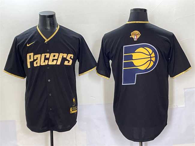 Men's Indiana Pacers Team Big Logo Black Gold 2025 Finals Vapor Stitched Baseball Jersey,We sell and wholesale Men's Indiana Pacers Team Big Logo Black Gold 2025 Finals Vapor Stitched Baseball Jersey on line form chian!