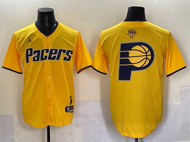 Men's Indiana Pacers Team Big Logo Yellow 2025 Finals Vapor Stitched Baseball Jersey,We sell and wholesale Men's Indiana Pacers Team Big Logo Yellow 2025 Finals Vapor Stitched Baseball Jersey on line form chian!