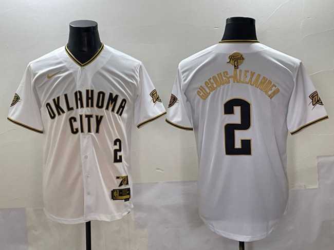 Men's Oklahoma City Thunder #2 Shai Gilgeous-Alexander White Gold 2025 Finals Vapor Stitched Baseball Jersey,We sell and wholesale Men's Oklahoma City Thunder #2 Shai Gilgeous-Alexander White Gold 2025 Finals Vapor Stitched Baseball Jersey on line form chian!