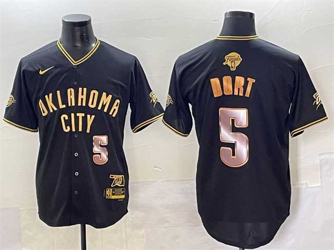 Men's Oklahoma City Thunder #5 Luguentz Dort Black Gold 2025 Finals Vapor Stitched Baseball Jersey,We sell and wholesale Men's Oklahoma City Thunder #5 Luguentz Dort Black Gold 2025 Finals Vapor Stitched Baseball Jersey on line form chian!