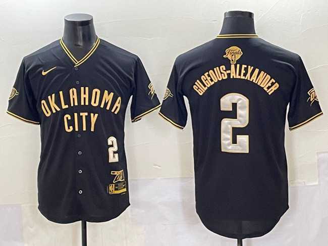 Men's Oklahoma City Thunder #2 Shai Gilgeous-Alexander Black Gold 2025 Finals Vapor Stitched Baseball Jersey,We sell and wholesale Men's Oklahoma City Thunder #2 Shai Gilgeous-Alexander Black Gold 2025 Finals Vapor Stitched Baseball Jersey on line form chian!