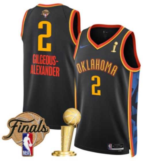 Men's Oklahoma City Thunder #2 Shai Gilgeous-Alexander Black 2025 Finals Patch And Finals Champions Patch City Edition Stitched Jersey Dzhi,We sell and wholesale Men's Oklahoma City Thunder #2 Shai Gilgeous-Alexander Black 2025 Finals Patch And Finals Champions Patch City Edition Stitched Jersey Dzhi on line form chian!