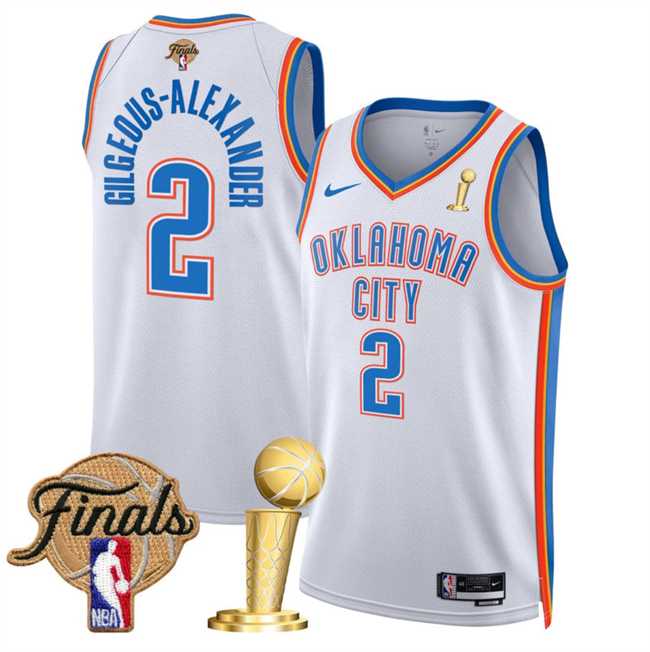 Men's Oklahoma City Thunder #2 Shai Gilgeous-Alexander White 2025 Finals Patch And Finals Champions Patch Association Edition Stitched Jersey Dzhi,We sell and wholesale Men's Oklahoma City Thunder #2 Shai Gilgeous-Alexander White 2025 Finals Patch And Finals Champions Patch Association Edition Stitched Jersey Dzhi on line form chian!