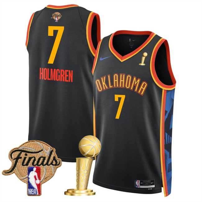 Men's Oklahoma City Thunder #7 Chet Holmgren Black 2025 Finals Patch And Finals Champions Patch City Edition Stitched Jersey Dzhi,We sell and wholesale Men's Oklahoma City Thunder #7 Chet Holmgren Black 2025 Finals Patch And Finals Champions Patch City Edition Stitched Jersey Dzhi on line form chian!