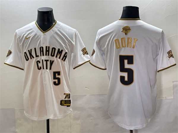 Men's Oklahoma City Thunder #5 Luguentz Dort White Gold 2025 Finals Vapor Stitched Baseball Jersey,We sell and wholesale Men's Oklahoma City Thunder #5 Luguentz Dort White Gold 2025 Finals Vapor Stitched Baseball Jersey on line form chian!