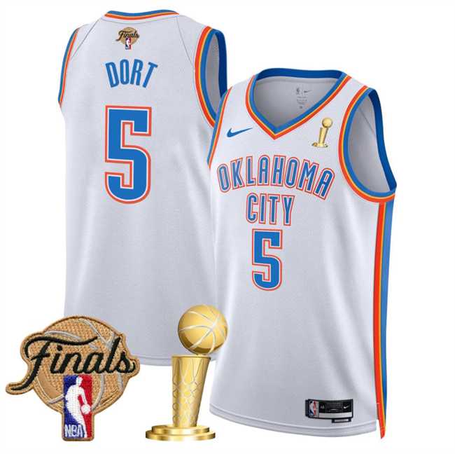 Men's Oklahoma City Thunder #5 Luguentz Dort White 2025 Finals Patch And Finals Champions Patch Association Edition Stitched Jersey Dzhi,We sell and wholesale Men's Oklahoma City Thunder #5 Luguentz Dort White 2025 Finals Patch And Finals Champions Patch Association Edition Stitched Jersey Dzhi on line form chian!