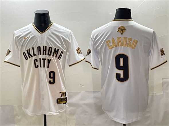 Men's Oklahoma City Thunder #9 Alex Caruso White Gold 2025 Finals Vapor Stitched Baseball Jersey,We sell and wholesale Men's Oklahoma City Thunder #9 Alex Caruso White Gold 2025 Finals Vapor Stitched Baseball Jersey on line form chian!