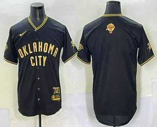 Men's Oklahoma City Thunder Blank Black Gold 2025 Finals Vapor Stitched Baseball Jersey,We sell and wholesale Men's Oklahoma City Thunder Blank Black Gold 2025 Finals Vapor Stitched Baseball Jersey on line form chian!