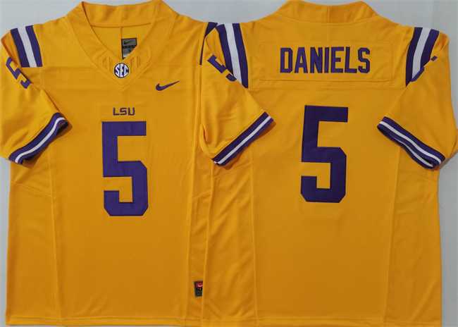 Men's LSU Tigers #5 Jayden Daniels Yellow F.U.S.E. Stitched Jersey,We sell and wholesale Men's LSU Tigers #5 Jayden Daniels Yellow F.U.S.E. Stitched Jersey on line form chian!