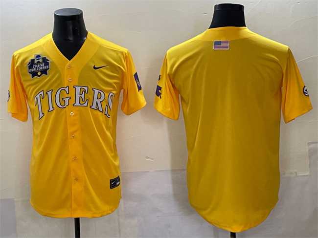 Men's LSU Tigers Blank Gold 2025 World Series & SEC Patch Stitched Baseball Jersey,We sell and wholesale Men's LSU Tigers Blank Gold 2025 World Series & SEC Patch Stitched Baseball Jersey on line form chian!