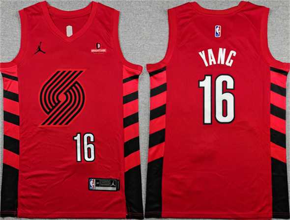 Men's Portland Trail Blazers #16 Yang Hansen Red Statement Edition Stitched Basketball Jersey,We sell and wholesale Men's Portland Trail Blazers #16 Yang Hansen Red Statement Edition Stitched Basketball Jersey on line form chian!