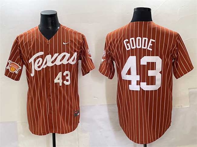 Men's Texas Longhorns #43 Leighann Goode Orange Pinstripe 2025 Softball National Champions & SEC Patch Stitched Jersey,We sell and wholesale Men's Texas Longhorns #43 Leighann Goode Orange Pinstripe 2025 Softball National Champions & SEC Patch Stitched Jersey on line form chian!