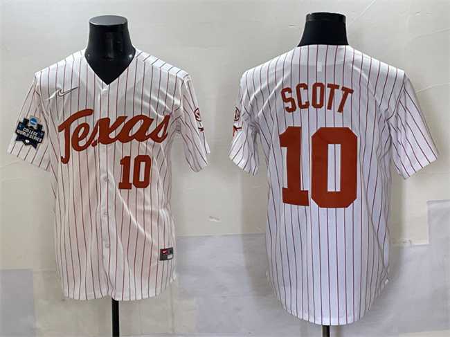 Men's Texas Longhorns #10 Mia Scott White Pinstripe 2025 World Series & SEC Patch Stitched Jersey,We sell and wholesale Men's Texas Longhorns #10 Mia Scott White Pinstripe 2025 World Series & SEC Patch Stitched Jersey on line form chian!